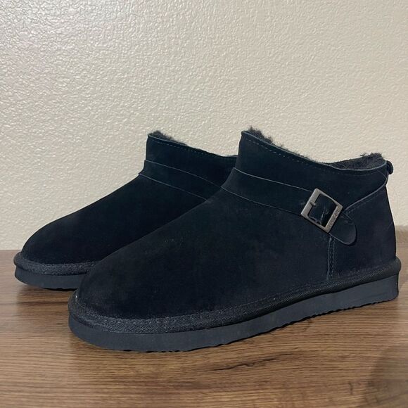 PAWZ BearPaw Black Suede Ankle Booties - Picture 1 of 7